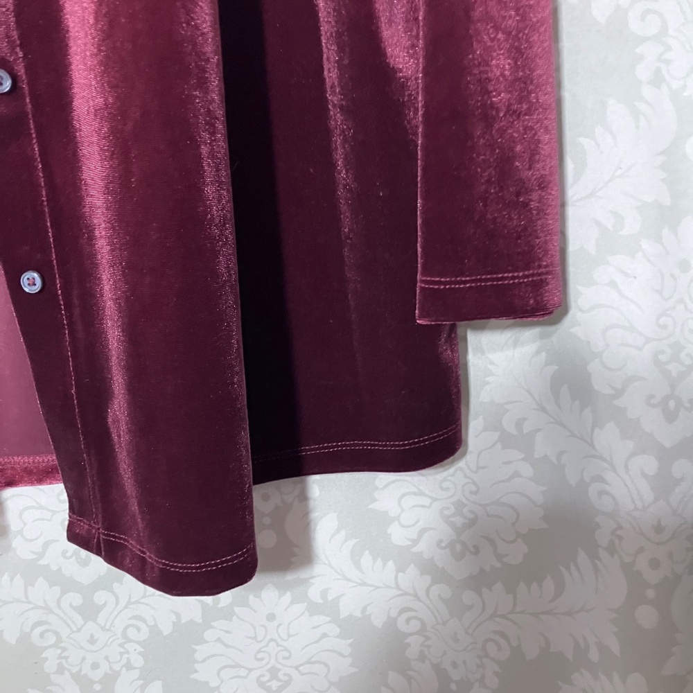Lands End Velvet button Tunic XL  Rich Burgundy - Picture 5 of 12